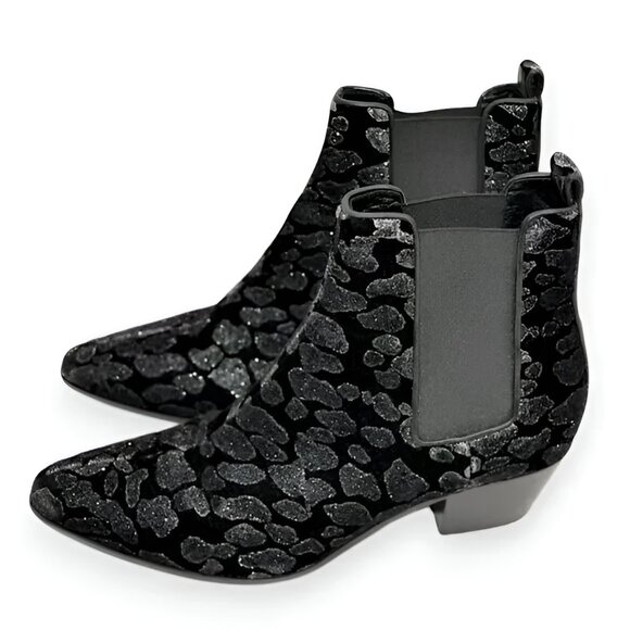 Saint Laurent YSL Black Leather Leopard Holiday Ankle Boots Booties 37.5 7.5 - Picture 6 of 10